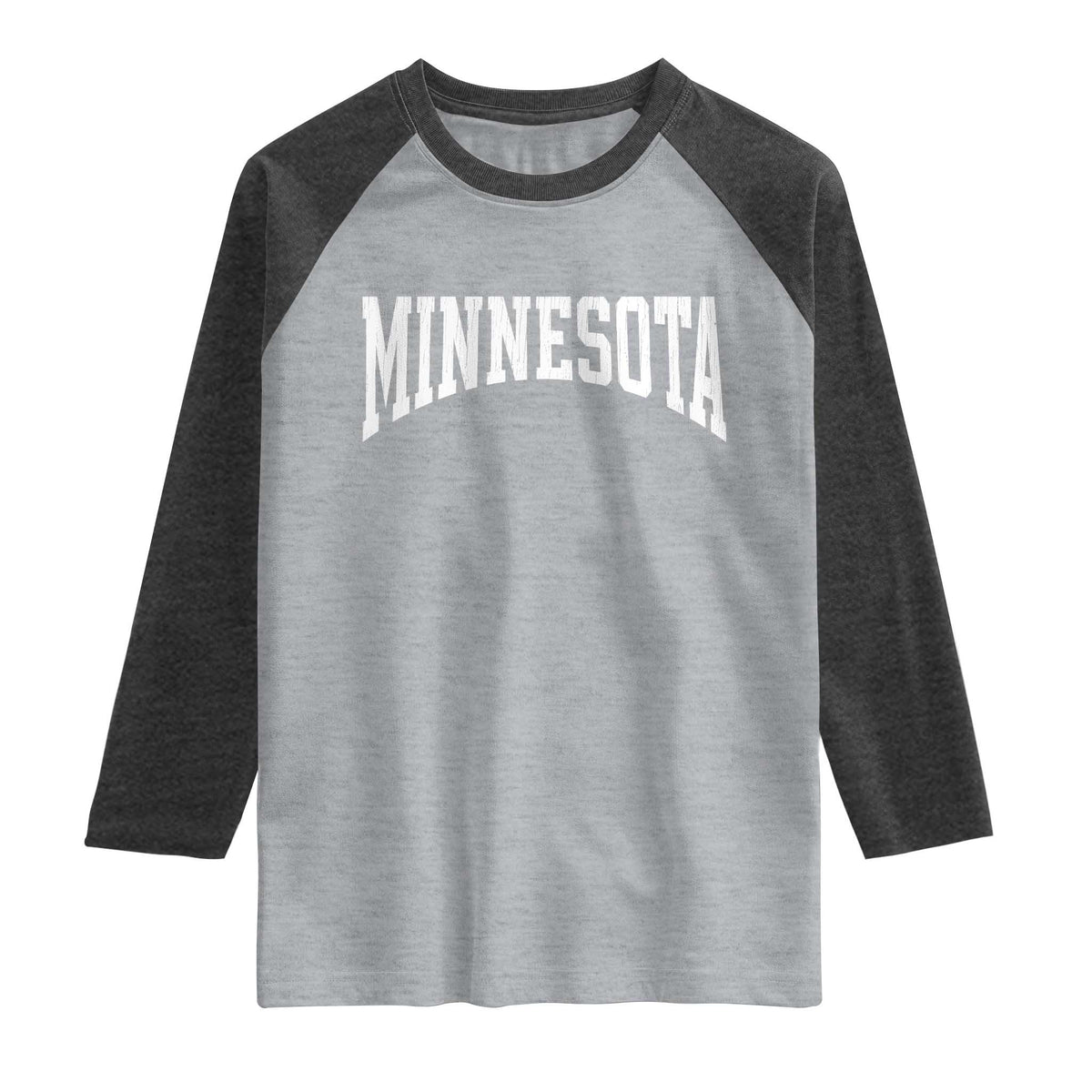 Minnesota MN State Throwback Design Vintage Raglan Shirt TS11 Heather Gray Heather Charcoal Print Your Wear