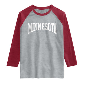 Minnesota MN State Throwback Design Vintage Raglan Shirt TS11 Heather Gray Heather Red Print Your Wear
