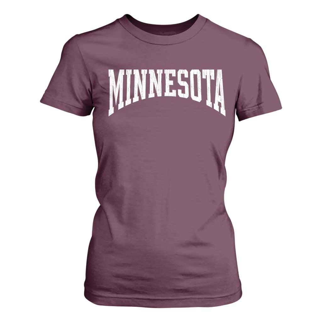 Minnesota MN State Throwback Design Vintage T Shirt For Women TS11 Maroon Print Your Wear