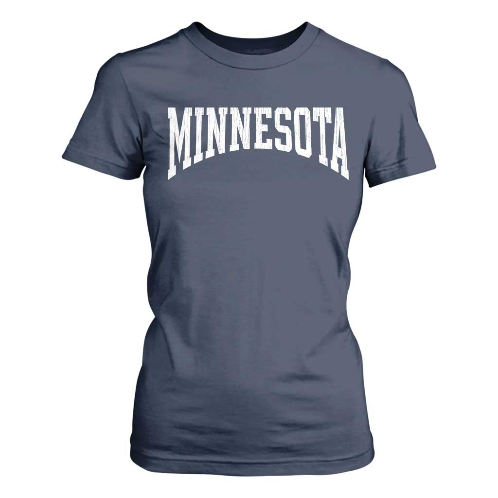 Minnesota MN State Throwback Design Vintage T Shirt For Women TS11 Navy Print Your Wear