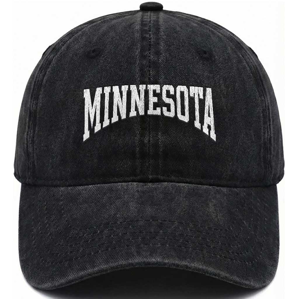 Minnesota MN State Throwback Design Vintage Washed Cotton Baseball Cap TS11 Print Your Wear