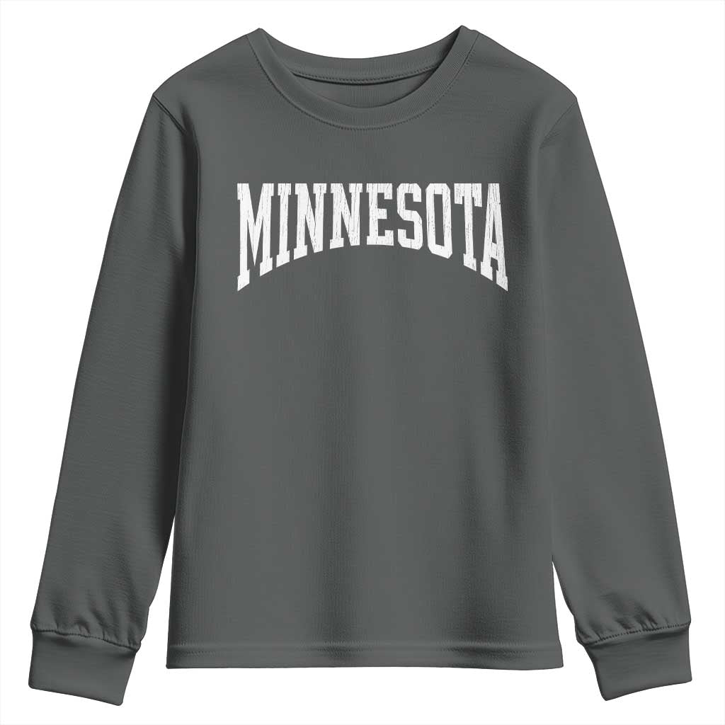 Minnesota MN State Throwback Design Vintage Youth Sweatshirt TS11 Dark Heather Print Your Wear