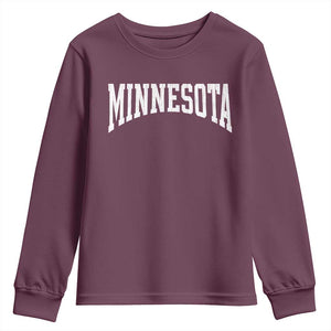 Minnesota MN State Throwback Design Vintage Youth Sweatshirt TS11 Maroon Print Your Wear
