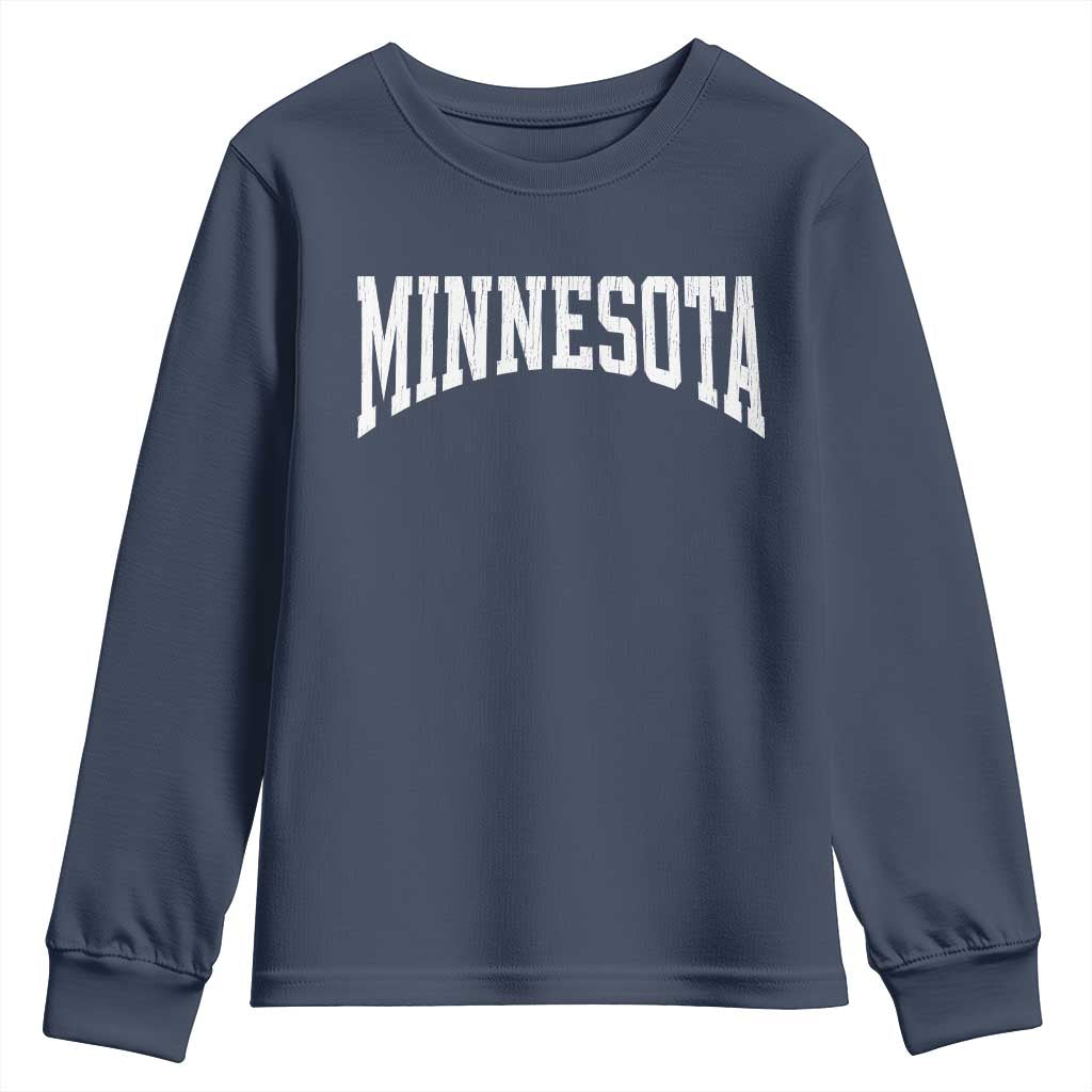 Minnesota MN State Throwback Design Vintage Youth Sweatshirt TS11 Navy Print Your Wear