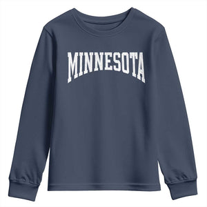 Minnesota MN State Throwback Design Vintage Youth Sweatshirt TS11 Navy Print Your Wear