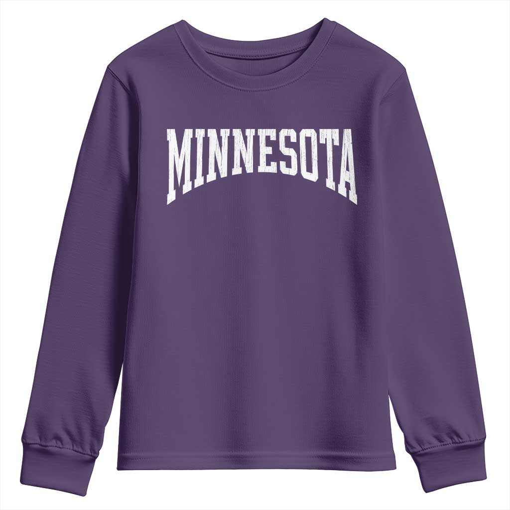 Minnesota MN State Throwback Design Vintage Youth Sweatshirt TS11 Purple Print Your Wear