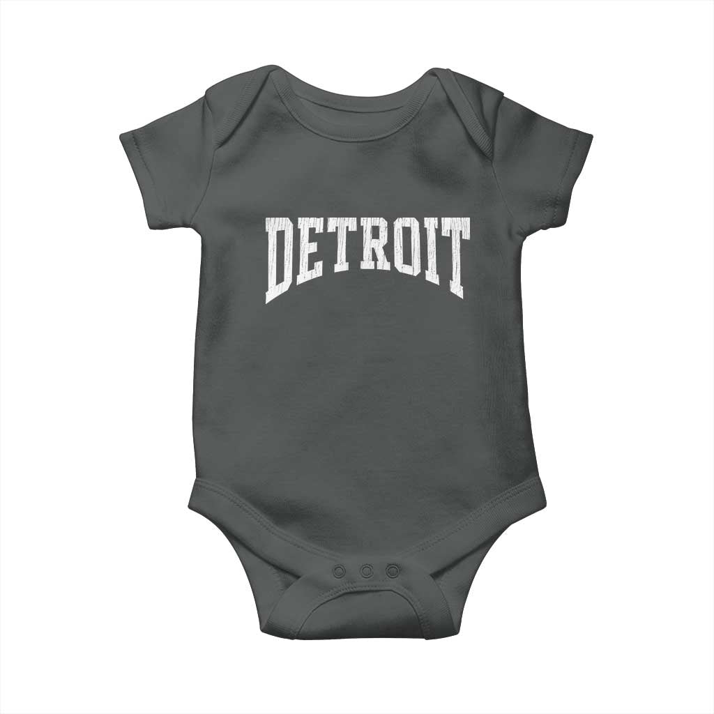 Detroit Michigan City Throwback Design Vintage Baby Onesie TS11 Dark Heather Print Your Wear