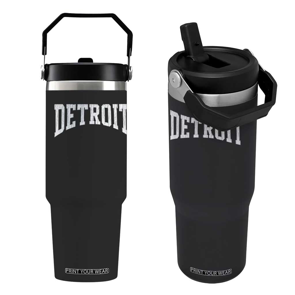 Detroit Michigan City Throwback Design Vintage Flip Straw Tumbler TS11 One Size: 30 oz Black Print Your Wear