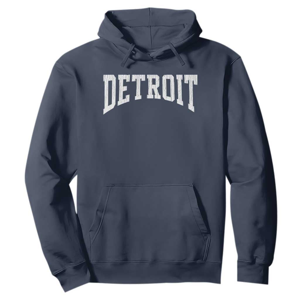Detroit Michigan City Throwback Design Vintage Hoodie TS11 Navy Print Your Wear