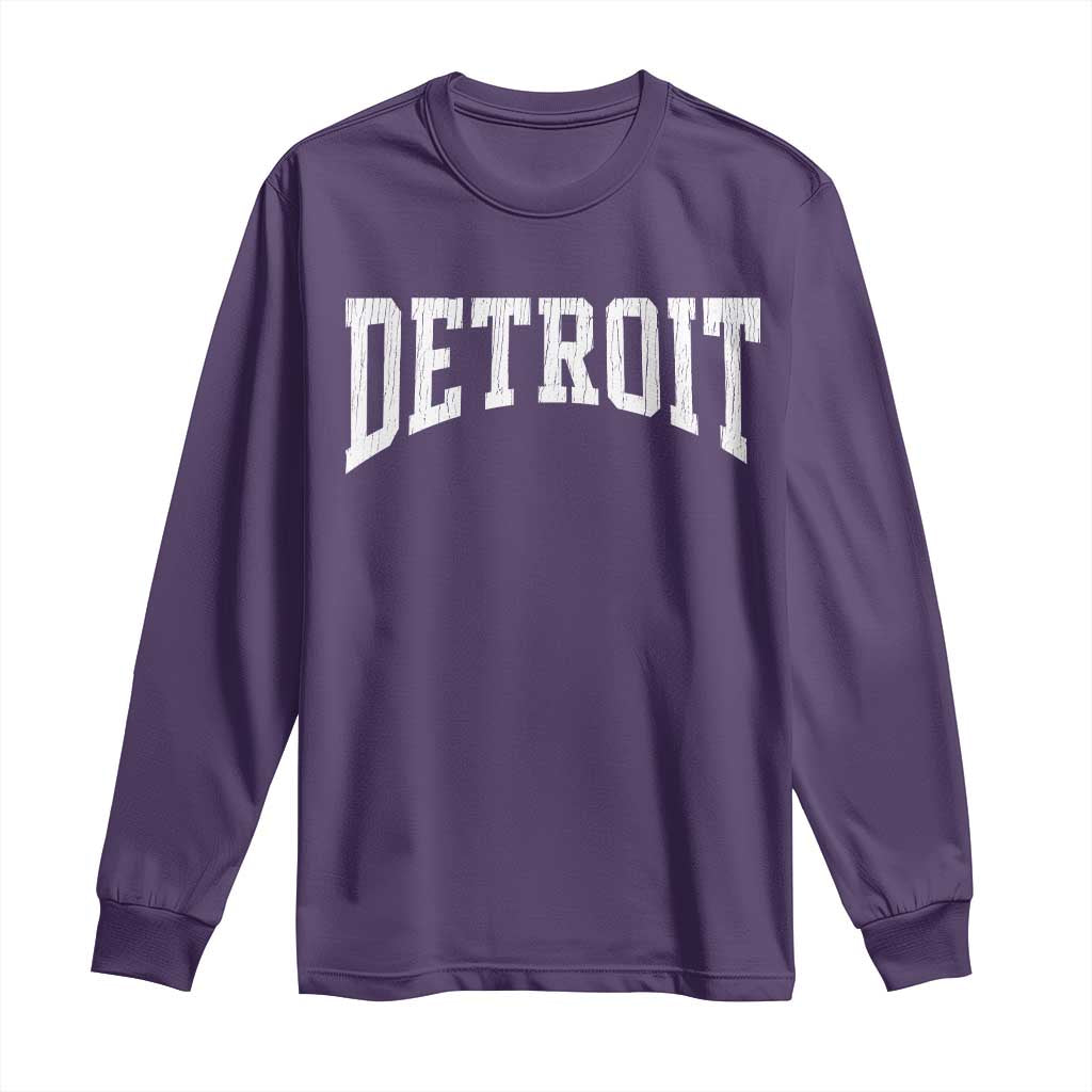 Detroit Michigan City Throwback Design Vintage Long Sleeve Shirt TS11 Purple Print Your Wear