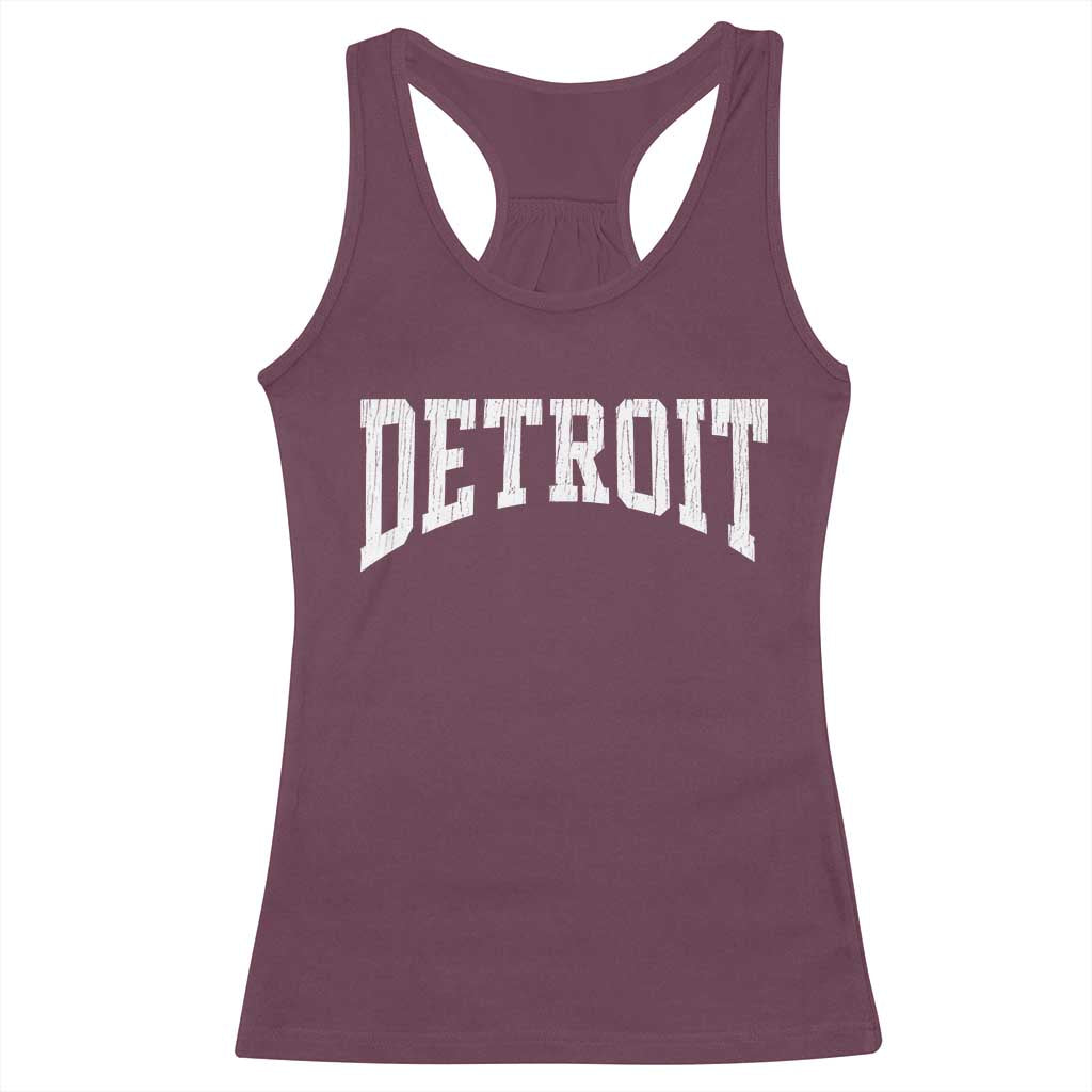 Detroit Michigan City Throwback Design Vintage Racerback Tank Top TS11 Maroon Print Your Wear