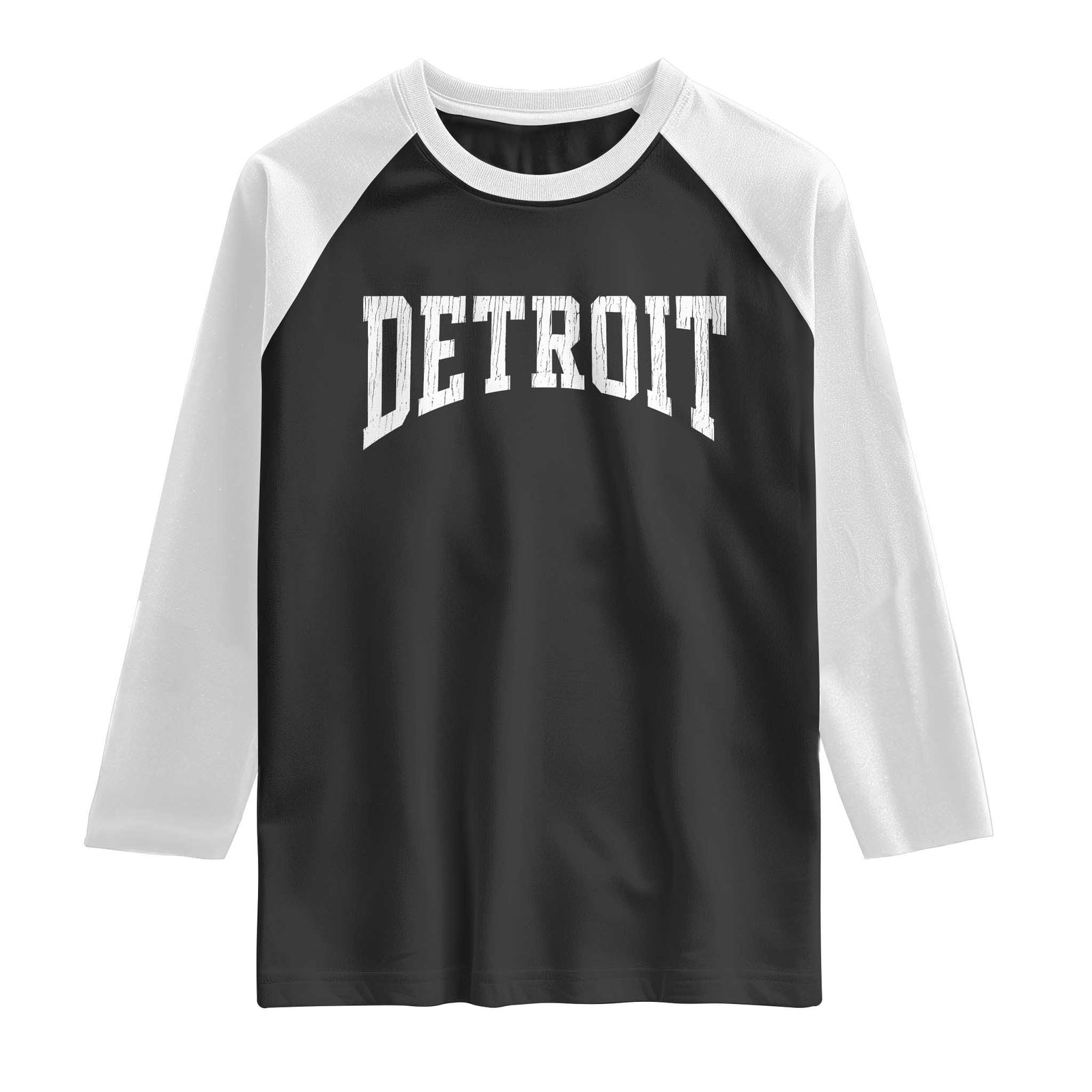 Detroit Michigan City Throwback Design Vintage Raglan Shirt TS11 Black White Print Your Wear