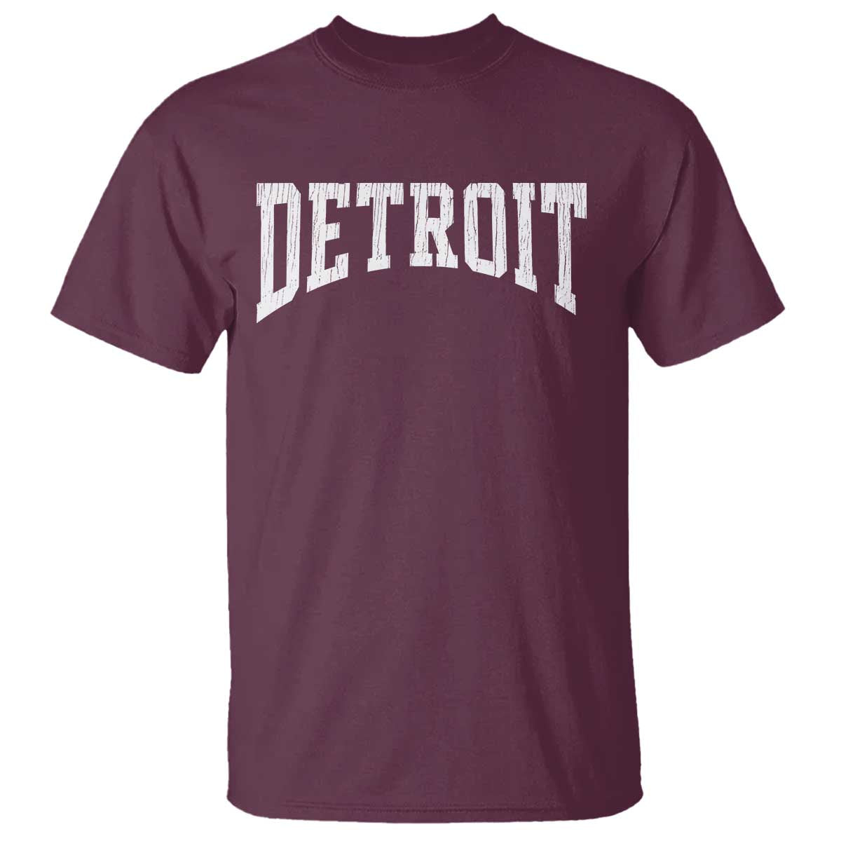 Detroit Michigan City Throwback Design Vintage T Shirt TS11 Maroon Print Your Wear