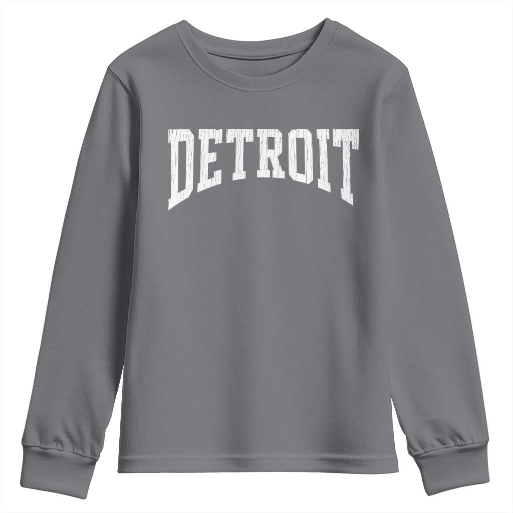 Detroit Michigan City Throwback Design Vintage Youth Sweatshirt TS11 Charcoal Print Your Wear