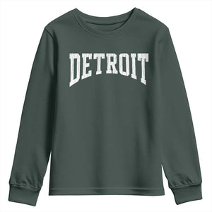 Detroit Michigan City Throwback Design Vintage Youth Sweatshirt TS11 Dark Forest Green Print Your Wear