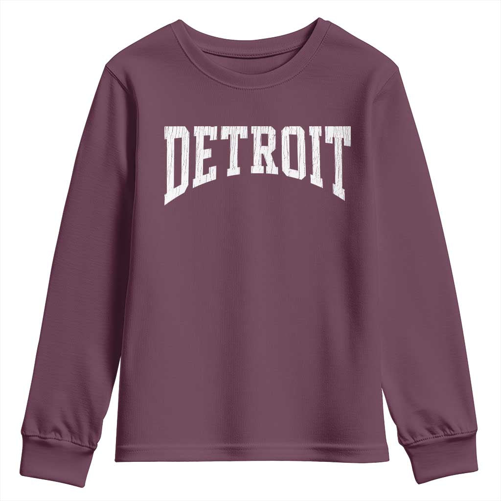 Detroit Michigan City Throwback Design Vintage Youth Sweatshirt TS11 Maroon Print Your Wear