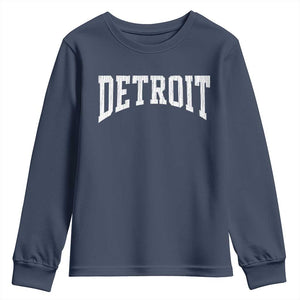 Detroit Michigan City Throwback Design Vintage Youth Sweatshirt TS11 Navy Print Your Wear