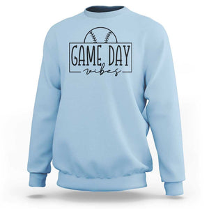 Funny Baseball Sweatshirt Game Day Vibes Ball Softball Player TS11 Light Blue Print Your Wear