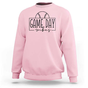 Funny Baseball Sweatshirt Game Day Vibes Ball Softball Player TS11 Light Pink Print Your Wear