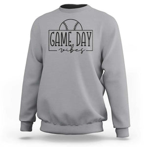 Funny Baseball Sweatshirt Game Day Vibes Ball Softball Player TS11 Sport Gray Print Your Wear