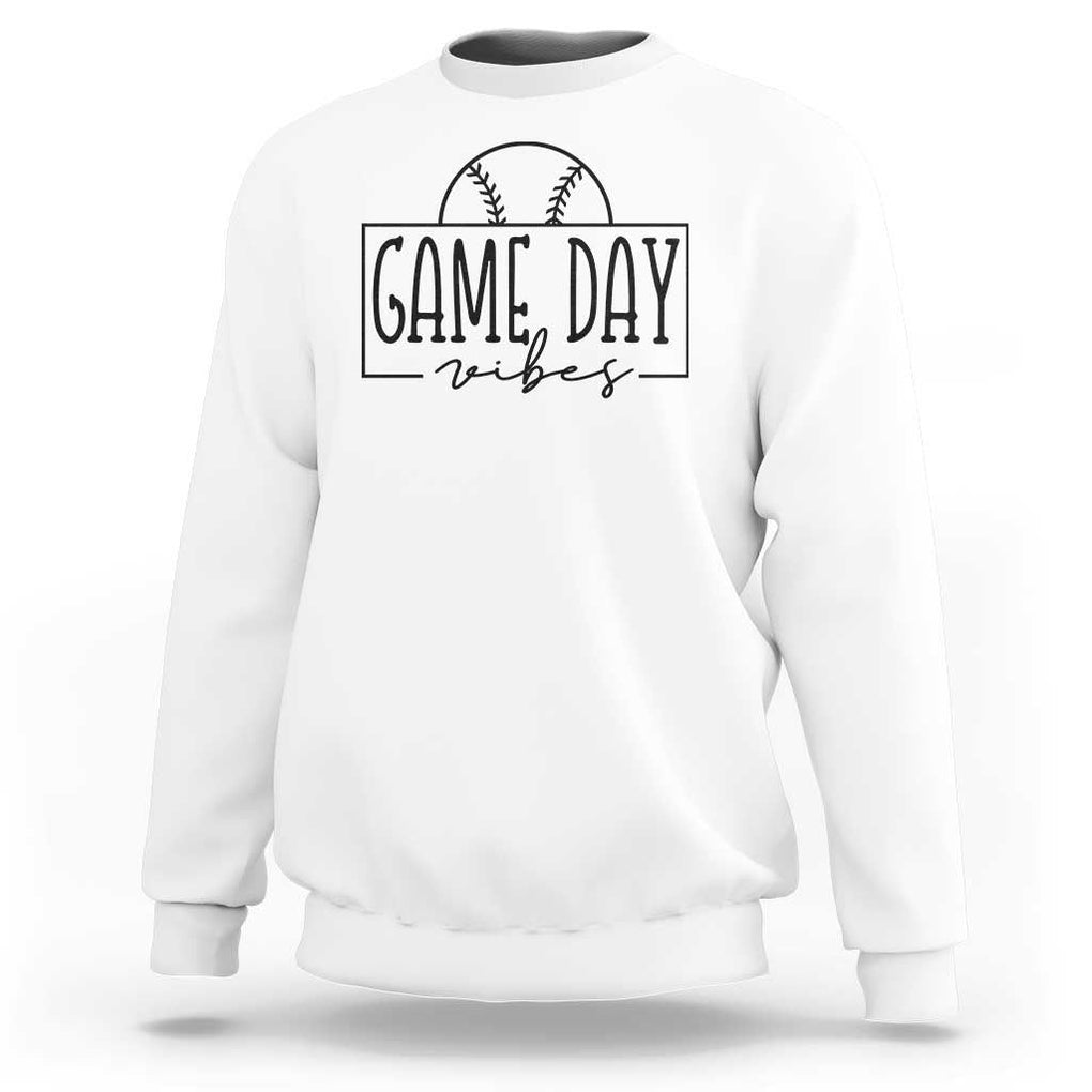 Funny Baseball Sweatshirt Game Day Vibes Ball Softball Player TS11 White Print Your Wear