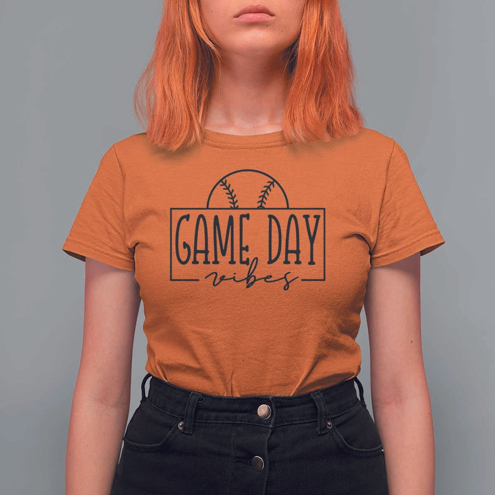 Funny Baseball T Shirt For Women Game Day Vibes Ball Softball Player TS11 Orange Print Your Wear