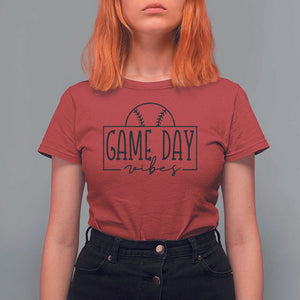 Funny Baseball T Shirt For Women Game Day Vibes Ball Softball Player TS11 Red Print Your Wear