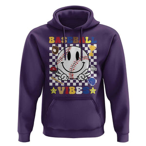 Funny Baseball Vibes Hoodie Retro Groove Green Ball Smiley Face TS11 Purple Print Your Wear