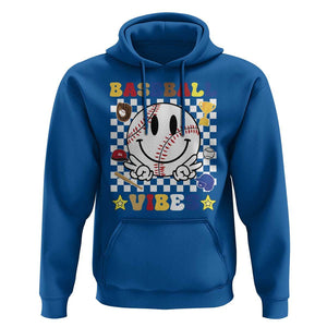 Funny Baseball Vibes Hoodie Retro Groove Green Ball Smiley Face TS11 Royal Blue Print Your Wear
