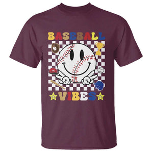 Funny Baseball Vibes T Shirt Retro Groove Green Ball TS11 Maroon Print Your Wear