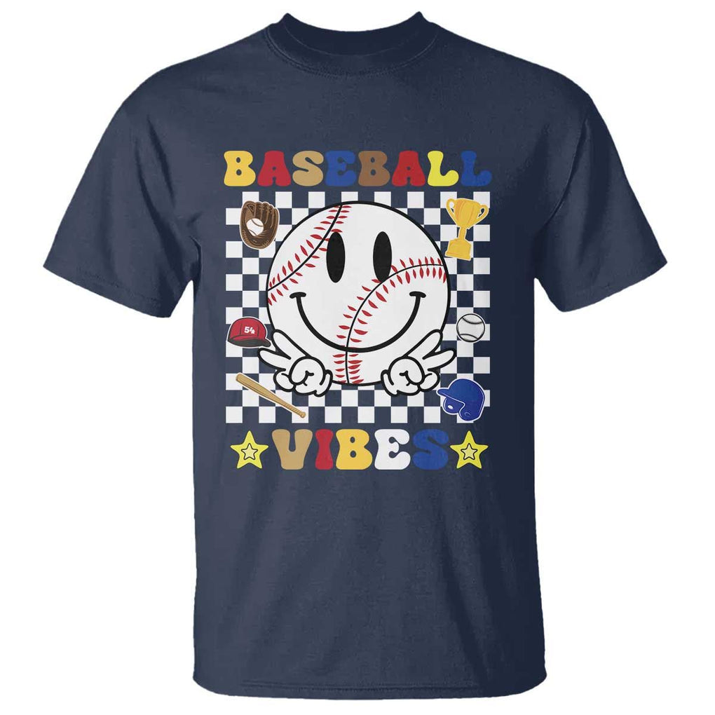 Funny Baseball Vibes T Shirt Retro Groove Green Ball TS11 Navy Print Your Wear