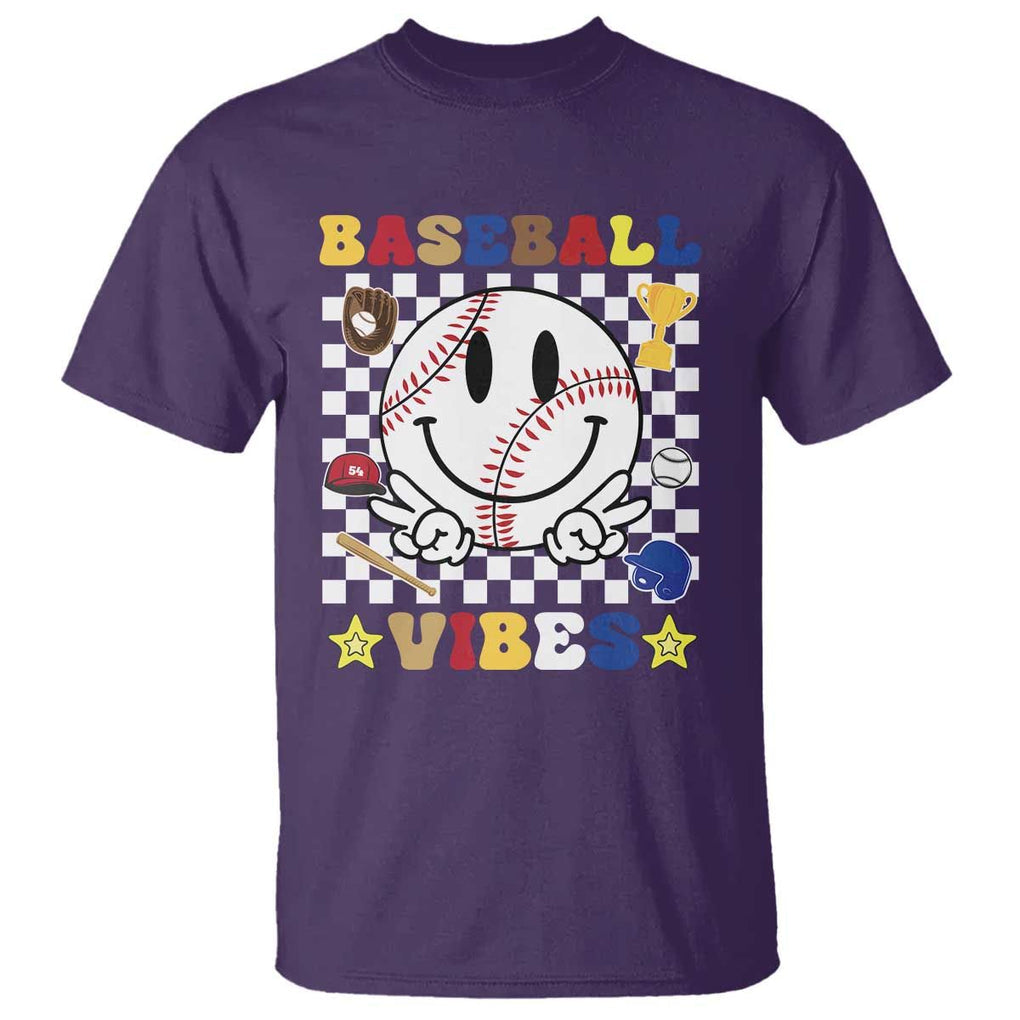 Funny Baseball Vibes T Shirt Retro Groove Green Ball TS11 Purple Print Your Wear