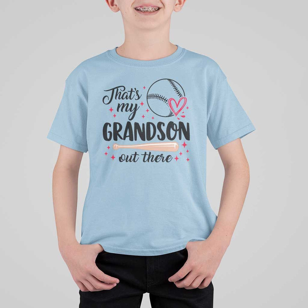 Funny Baseball Grandma T Shirt For Kid That's My Grandson Out There Grandfather TS11 Light Blue Print Your Wear