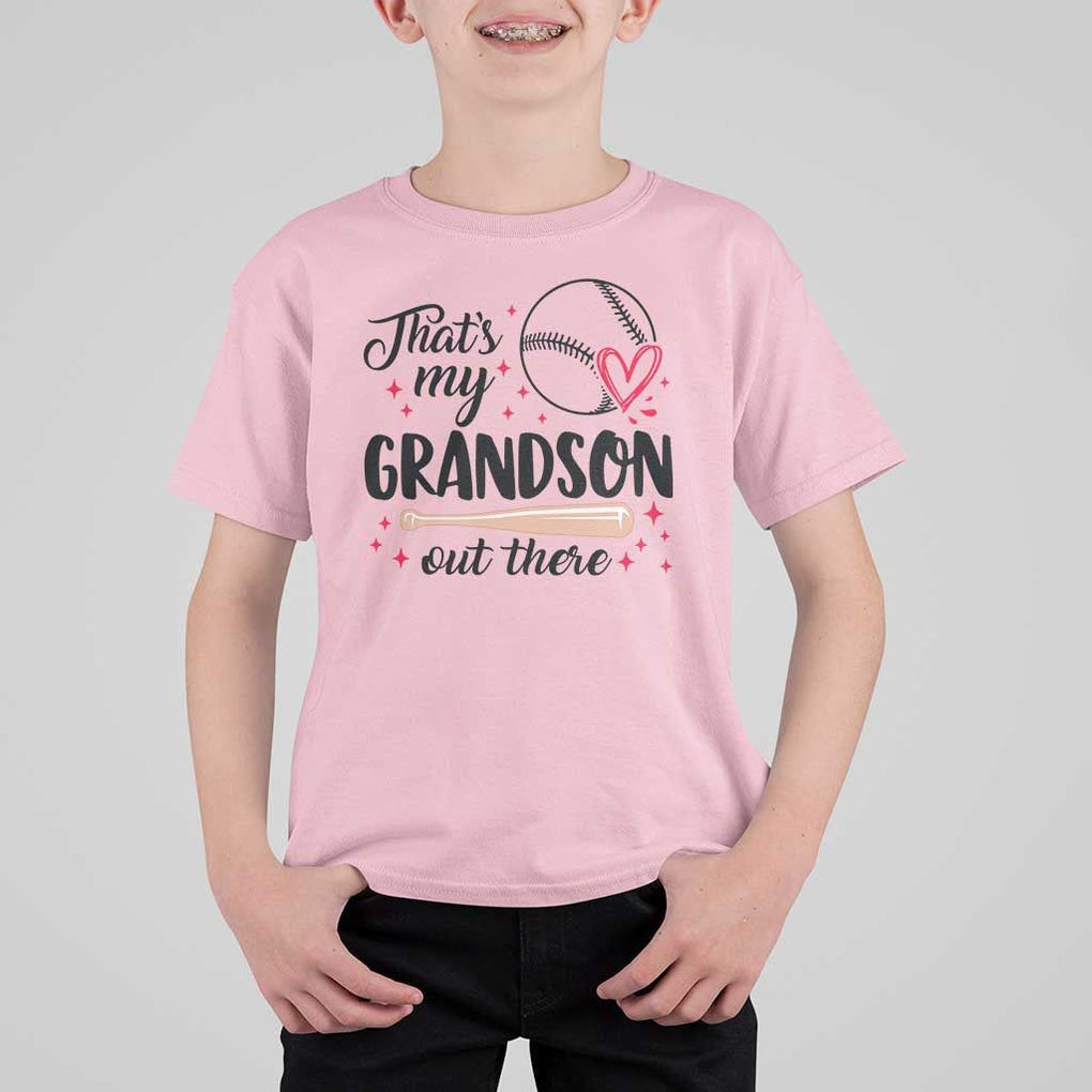 Funny Baseball Grandma T Shirt For Kid That's My Grandson Out There Grandfather TS11 Light Pink Print Your Wear