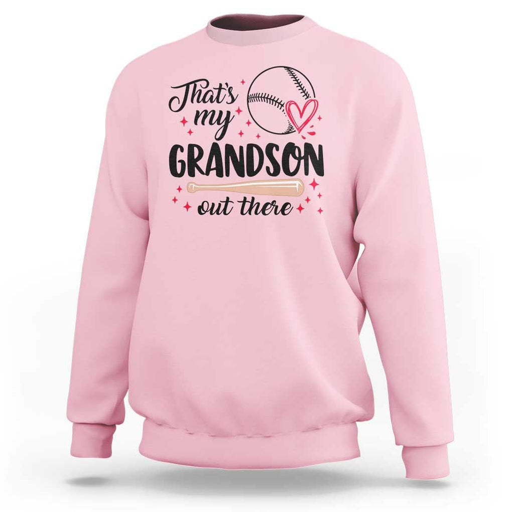 Funny Baseball Grandma Sweatshirt That's My Grandson Out There Grandfather TS11 Light Pink Print Your Wear