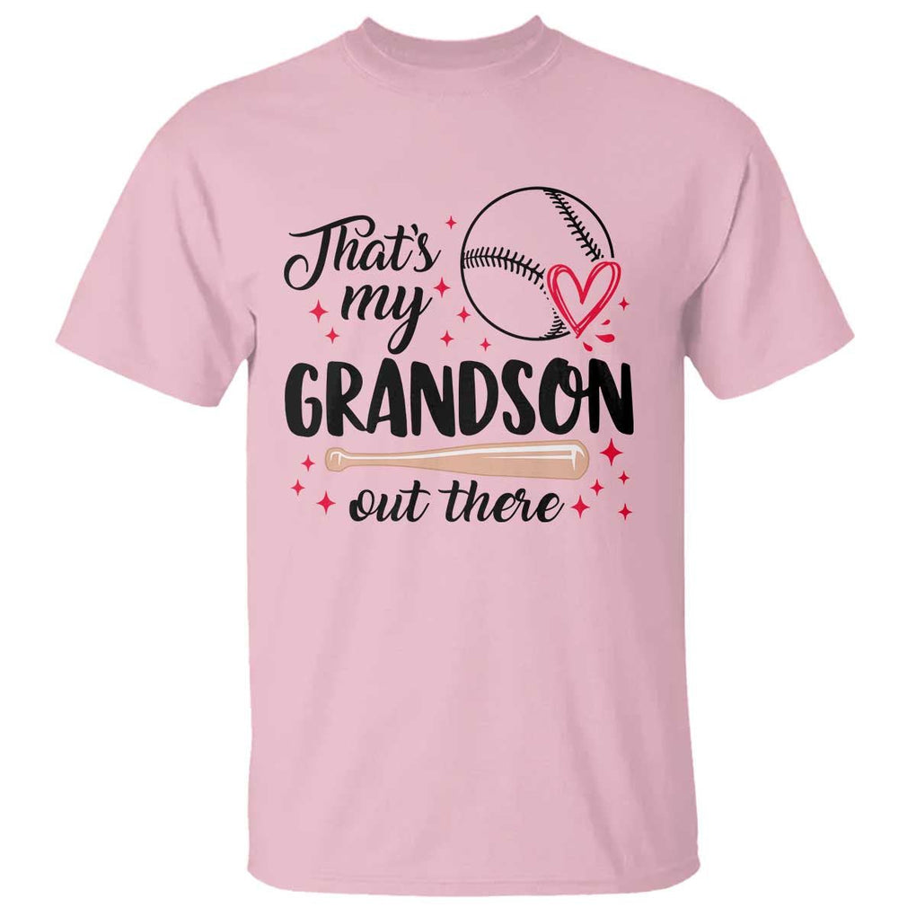 Funny Baseball Grandma T Shirt That's My Grandson Out There Grandfather TS11 Light Pink Print Your Wear