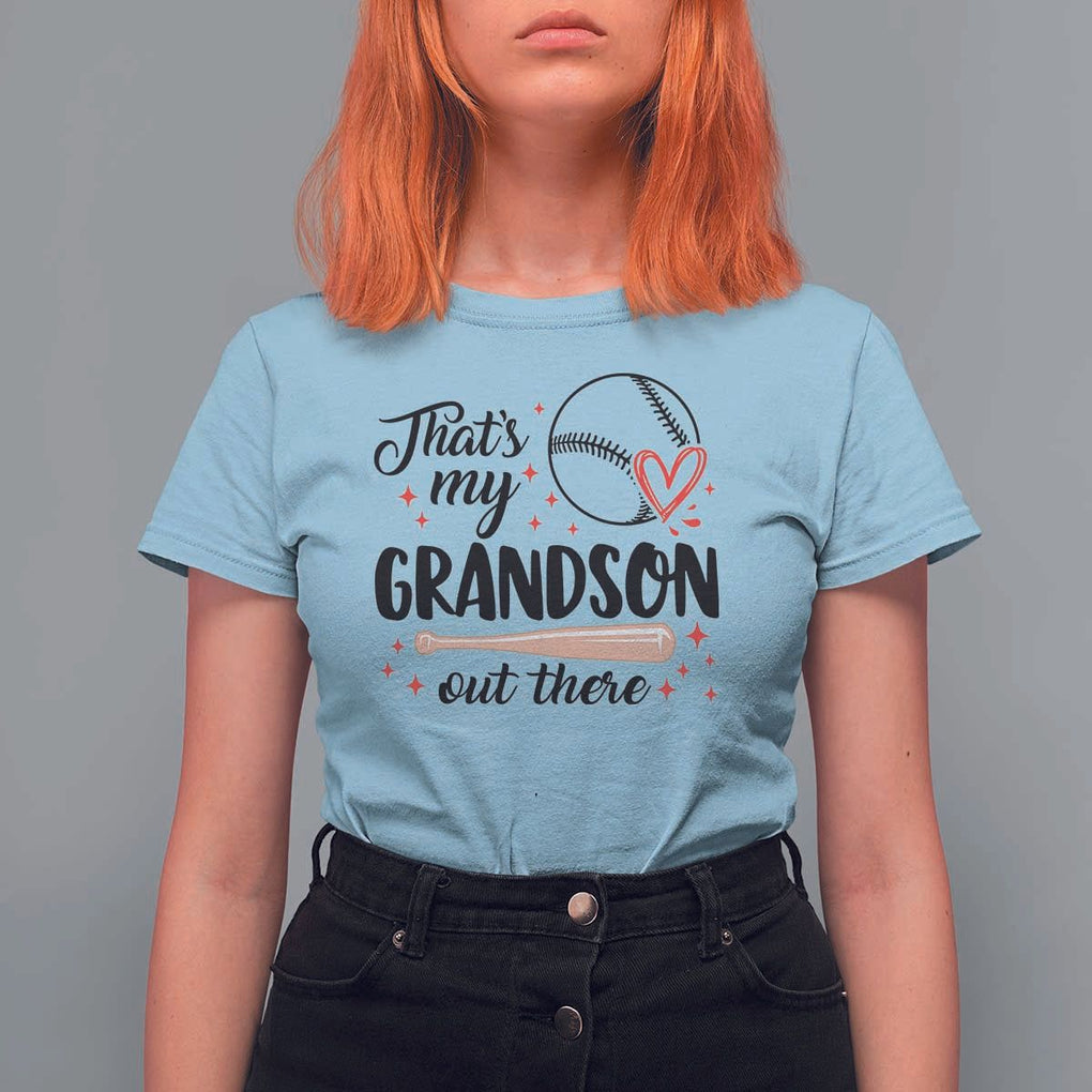 Funny Baseball Grandma T Shirt For Women That's My Grandson Out There Grandfather TS11 Light Blue Print Your Wear
