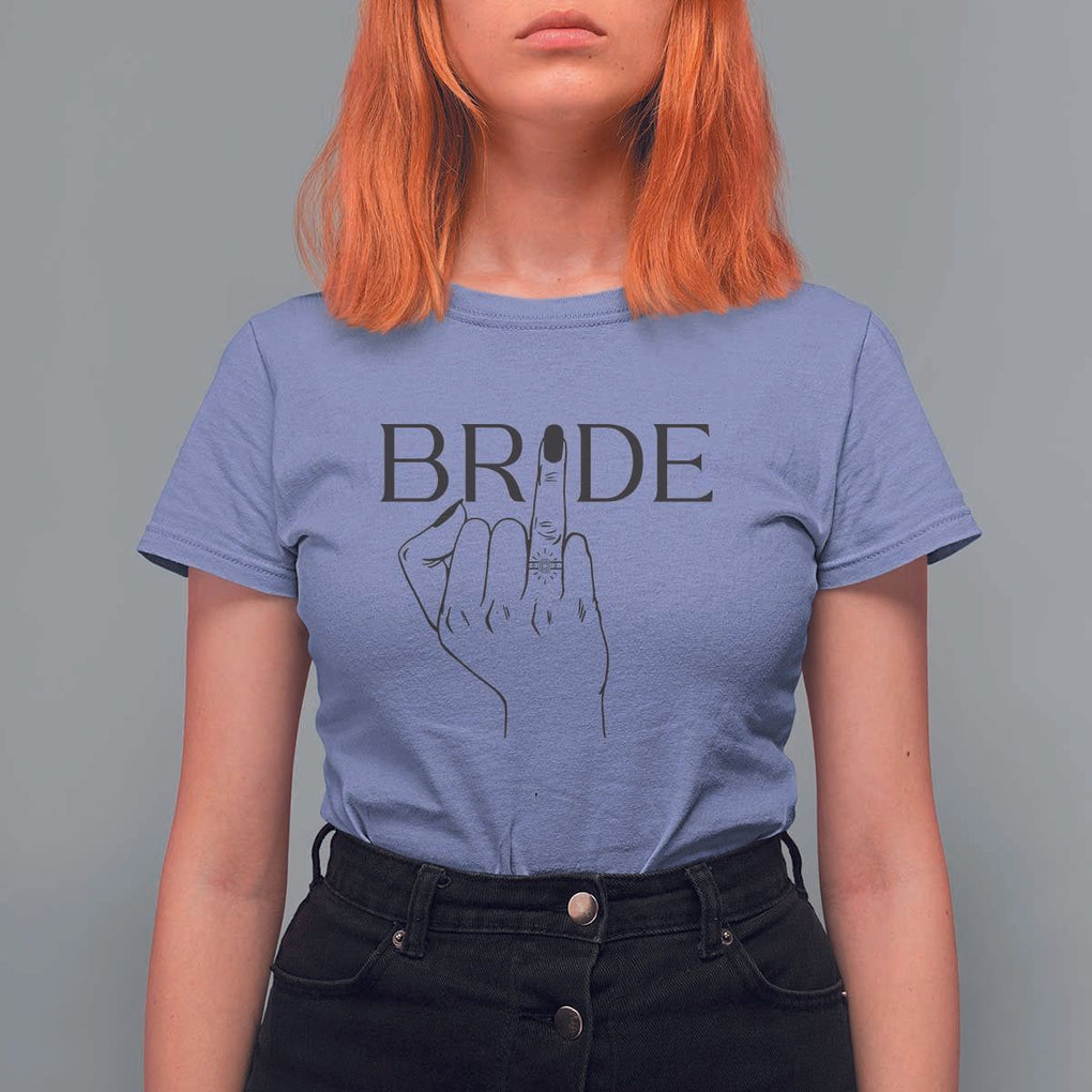 Funny Bride T Shirt For Women Cute Wedding Honeymoon Finger Ring TS11 Violet Print Your Wear