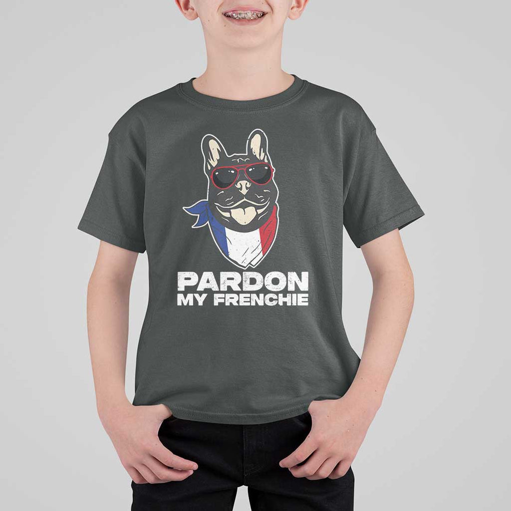 Funny Frenchie Bulldog T Shirt For Kid Pardon My French Pet Lover TS11 Dark Heather Print Your Wear