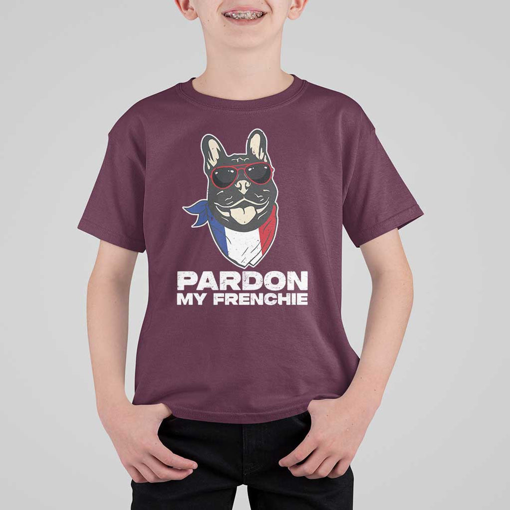 Funny Frenchie Bulldog T Shirt For Kid Pardon My French Pet Lover TS11 Maroon Print Your Wear