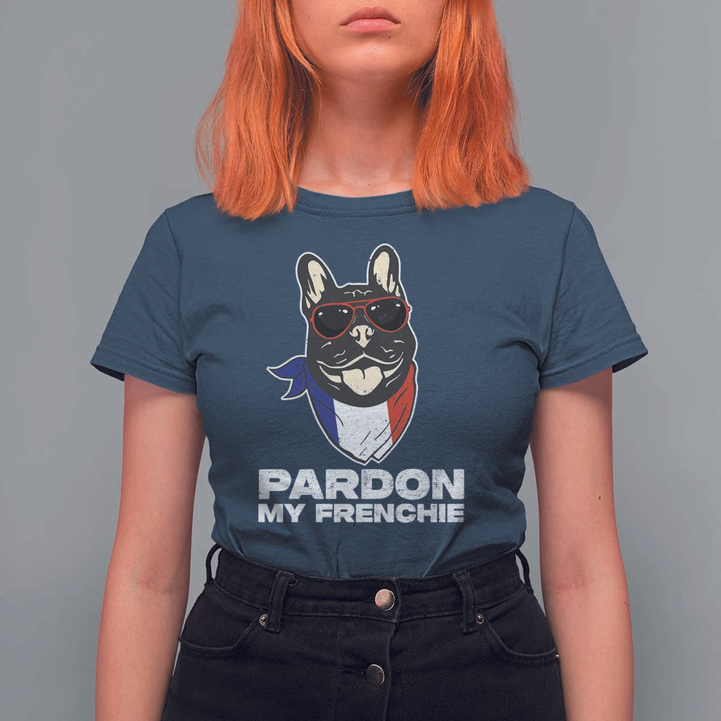 Funny Frenchie Bulldog T Shirt For Women Pardon My French Pet Lover TS11 Navy Print Your Wear