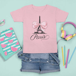 Eiffel Tower French T Shirt For Kid Paris Coquette France Pink Bow Aesthetic TS11 Light Pink Print Your Wear