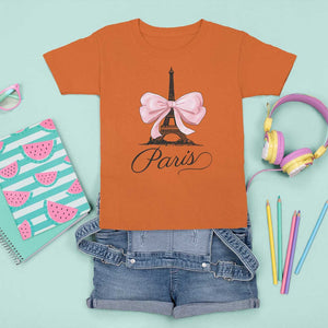 Eiffel Tower French T Shirt For Kid Paris Coquette France Pink Bow Aesthetic TS11 Orange Print Your Wear