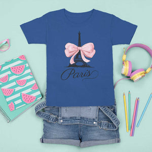 Eiffel Tower French T Shirt For Kid Paris Coquette France Pink Bow Aesthetic TS11 Royal Blue Print Your Wear
