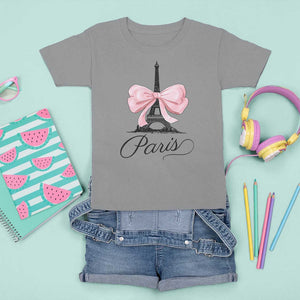 Eiffel Tower French T Shirt For Kid Paris Coquette France Pink Bow Aesthetic TS11 Sport Gray Print Your Wear