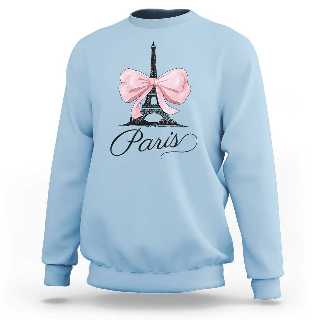 Eiffel Tower French Sweatshirt Paris Coquette France Pink Bow Aesthetic TS11 Light Blue Print Your Wear
