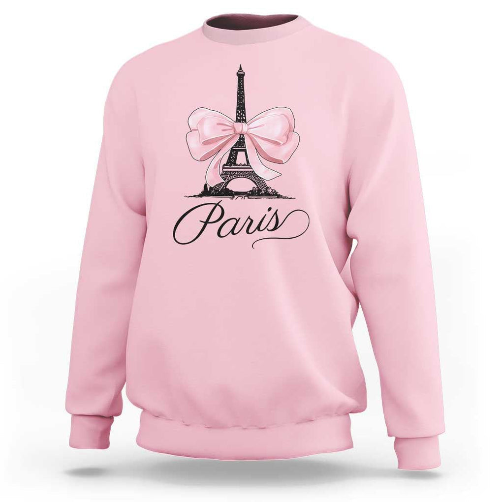 Eiffel Tower French Sweatshirt Paris Coquette France Pink Bow Aesthetic TS11 Light Pink Print Your Wear