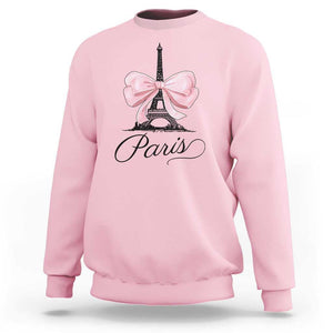 Eiffel Tower French Sweatshirt Paris Coquette France Pink Bow Aesthetic TS11 Light Pink Print Your Wear