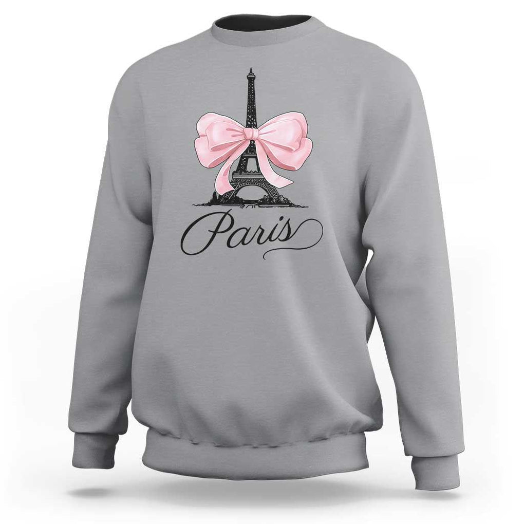 Eiffel Tower French Sweatshirt Paris Coquette France Pink Bow Aesthetic TS11 Sport Gray Print Your Wear