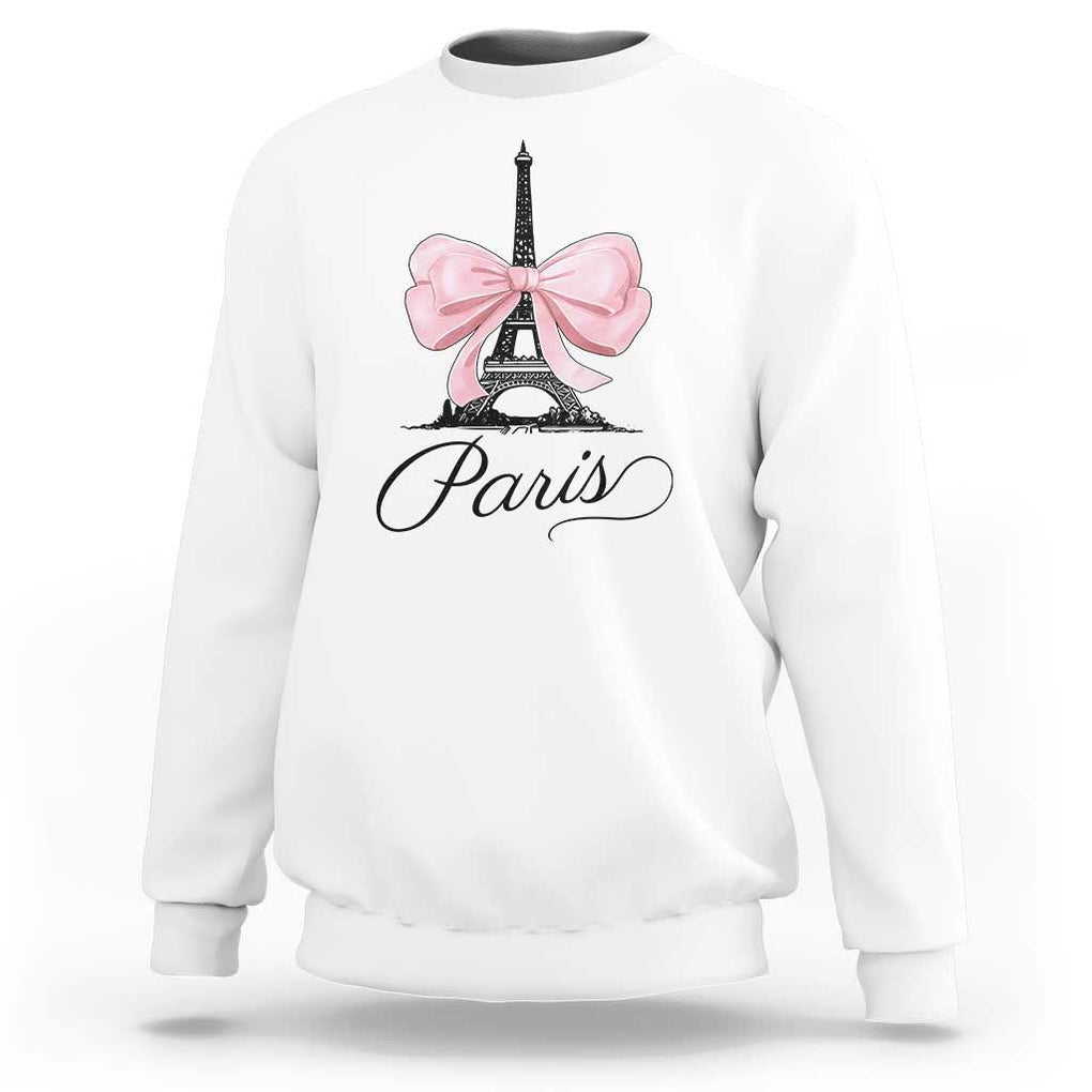 Eiffel Tower French Sweatshirt Paris Coquette France Pink Bow Aesthetic TS11 White Print Your Wear